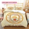 Custom Name Manchester City Pattern Bedding Quilt Set  Home Decoration  Gift (1 * duvet cover + 2 * pillowcase  without core)