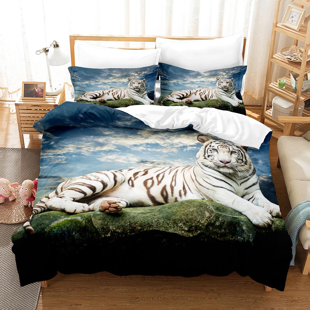 3D Digital Printing Three-Piece Set, Chinese Tiger Picture 3D Digital Printing Bedding Kit