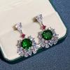Luxury Female Green White Zircon Stone Drop Dangle Earrings Cute Silver Color Party Jewelry For Women