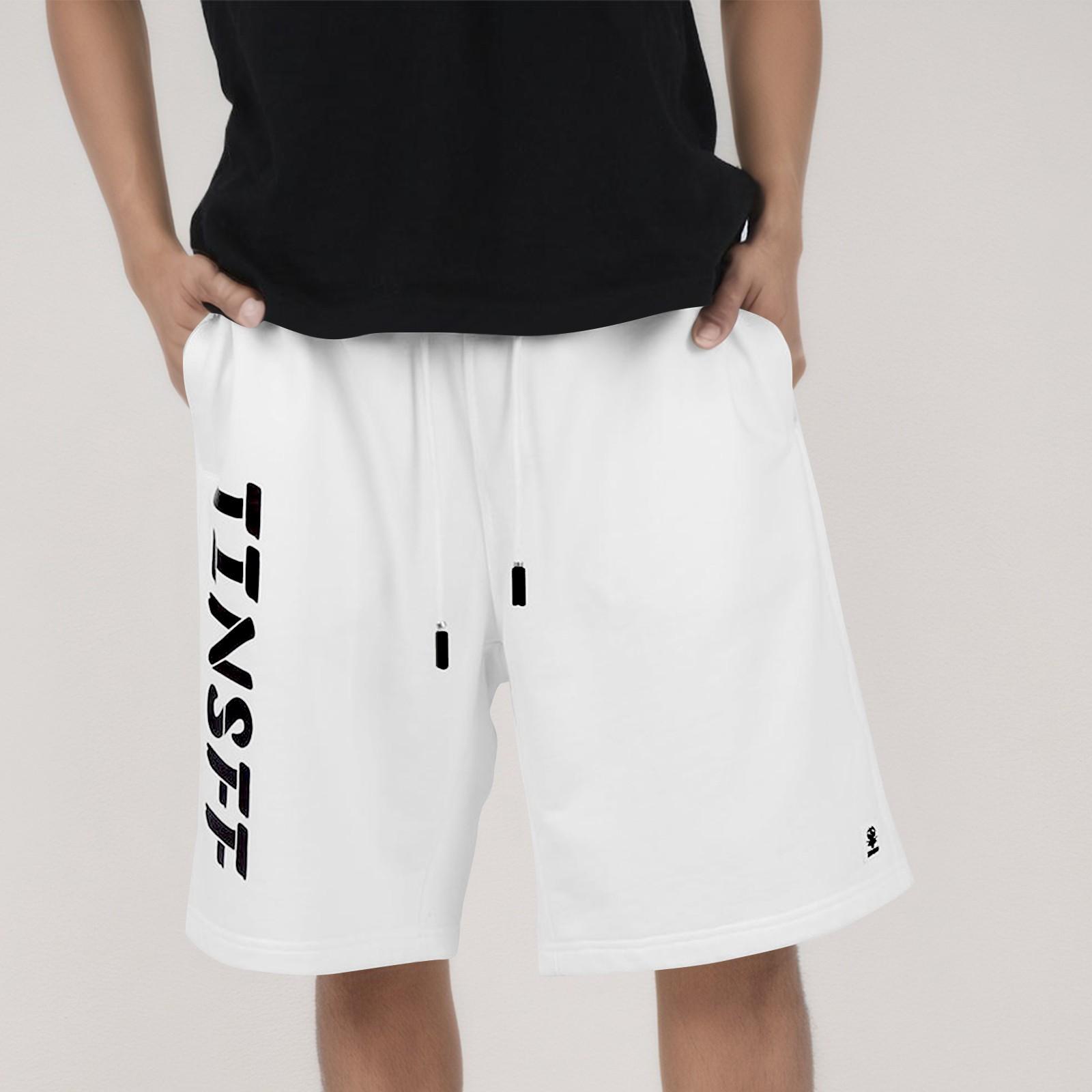 

Мужские спортивные шорты с карманами из хлопка с французской завязкой, летние повседневные шорты для тренировок XL белый