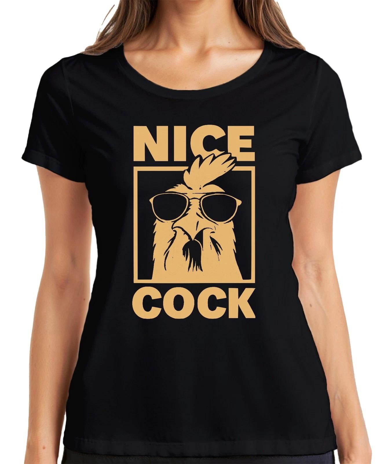 Nice Cock lustiger Hahn Sonnenbrille Bauernhof Geschenk Retro Damen T-Shirt XL