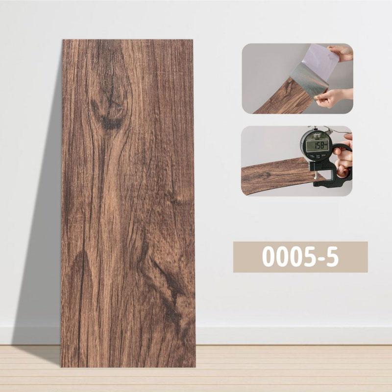 Carreaux de Sol Auto-adhésifs Aspect Bois 45x15cm – Épaissis 1.5mm PVC Stickers Muraux et de Sol, Imperméables à Décoller et Coller Rénovation de la Maison 5PCS