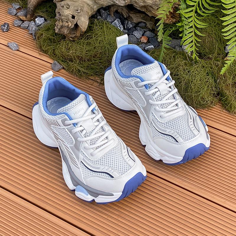European popular fashion versatile casual sports shoes women's 2025 summer new breathable net thick-soled color matching dad shoes