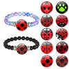Ladybug Bear Paw Print Beaded Bracelet with Polka Dot Time Gem