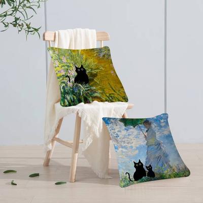 Claude Monet Classic Art Collection Cat Personalized Pillow Dust Cover Bedroom Kids Party Decoration Pillowcase Birthday Gift