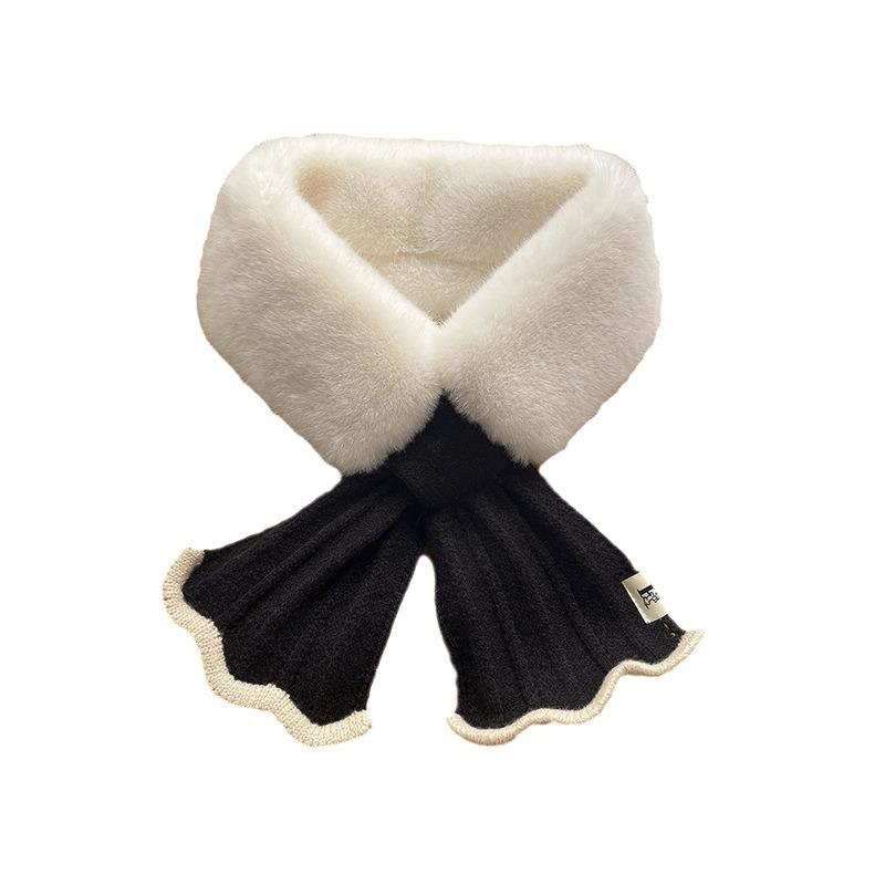 Soft waxy imitation rabbit hair knitted wool scarf female winter tide mermaid versatile student scarf