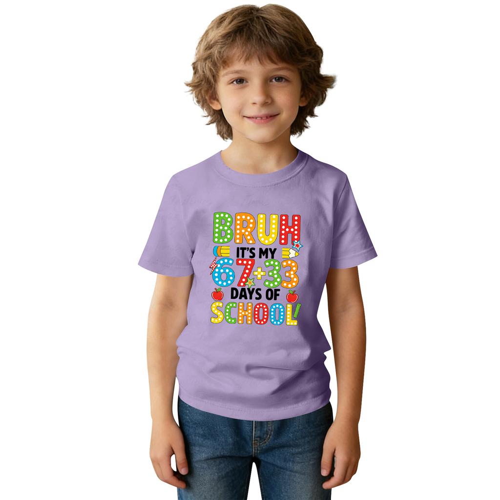 Fashionable Round Neck Short Sleeve Work Clothes Printed Tops For KID Summer Tops