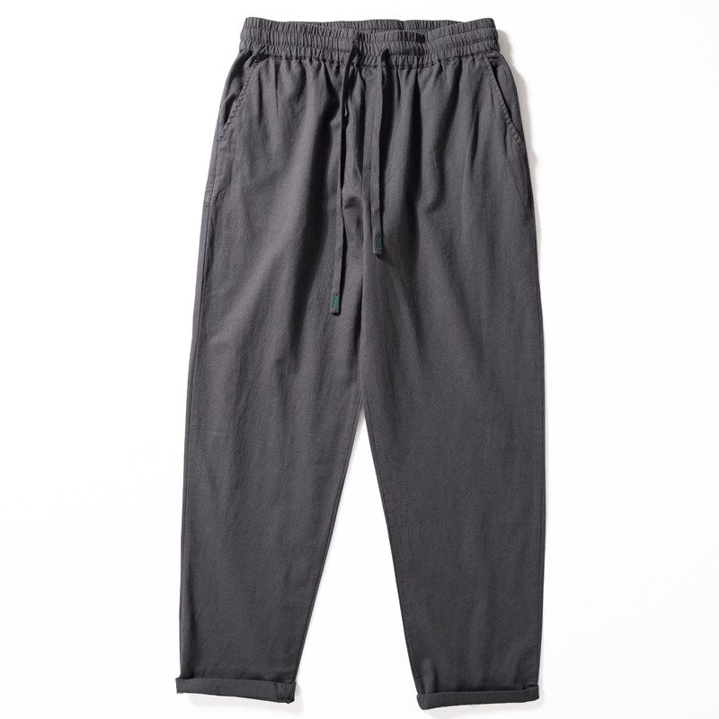 Linen Pants Men s Summer Thin Loose Straight-leg Casual Pants New Arrival Chinese Style Cotton Linen Drape Breathable Loose Pants Dark gray XL