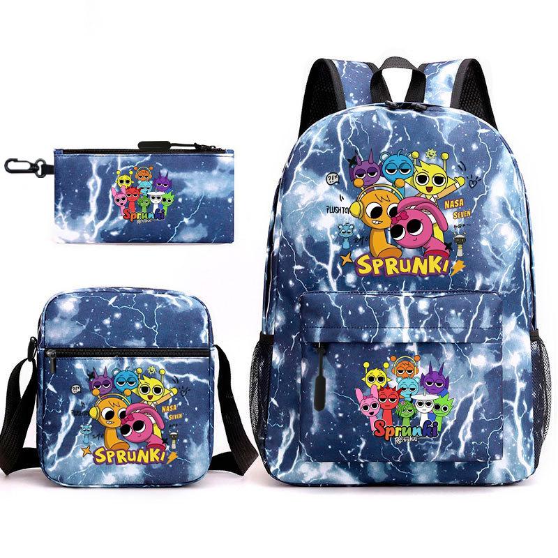 Boys Backpack Rhythm Box Treasure Children's School Bag Anime Satchel Pencil Bag Oxford Cloth Elementary School Student D