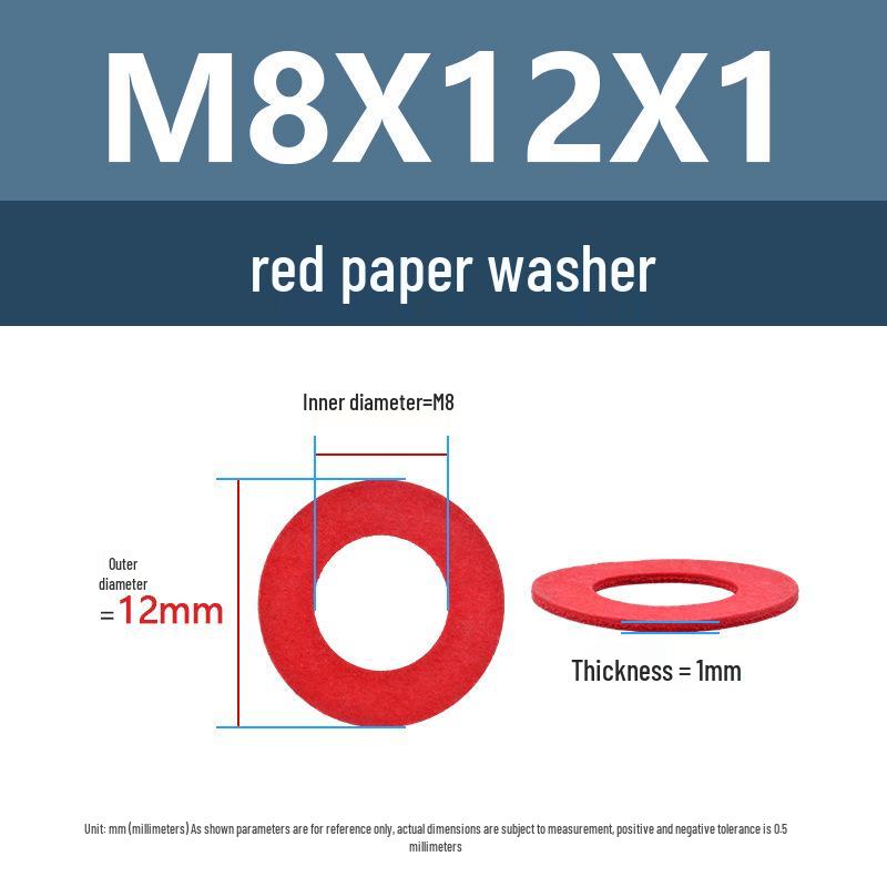 Yigu Red Mica Paper Washer Gasket M2-M20 Flat Washer