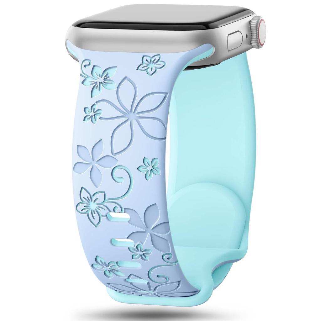 Bauhinia Floral Laser-Engraved Silicone Band for Apple Watch