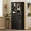 Mobile da Cucina, Credenza, Frontale in Acrilico, Cassetti, 76 x 40 x 182,5 cm, Nero