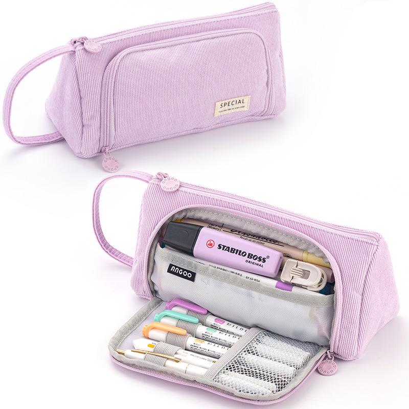 Large Korean-Style Canvas Pencil Case: Cute, Multifunctional, and Fresh Design for Students