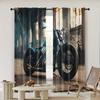 2pc,  Party Window Curtains garage motorcycle vintage retro motorcycle Light Filter Festive Backdrops Suitable for translucent