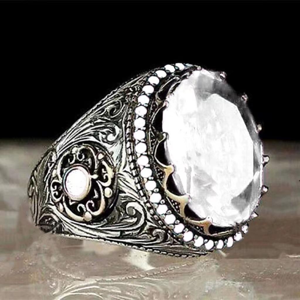 

Чоловіча розкішна каблучка з кристалами, інкрустована обідком, каблучка з великим цирконом, особистість, ретро, етнічний турецький стиль, каблучка для арабського чоловіка, вечірка 13