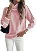 Autumn Winter Women's High Neck Color Block Raglan Sleeve Loose Sweater