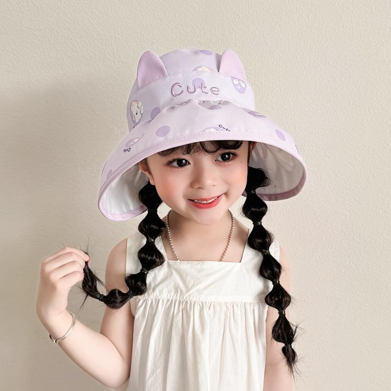 Children's hat new sun hat summer sun hat cartoon letter foldable boys and girls outdoor