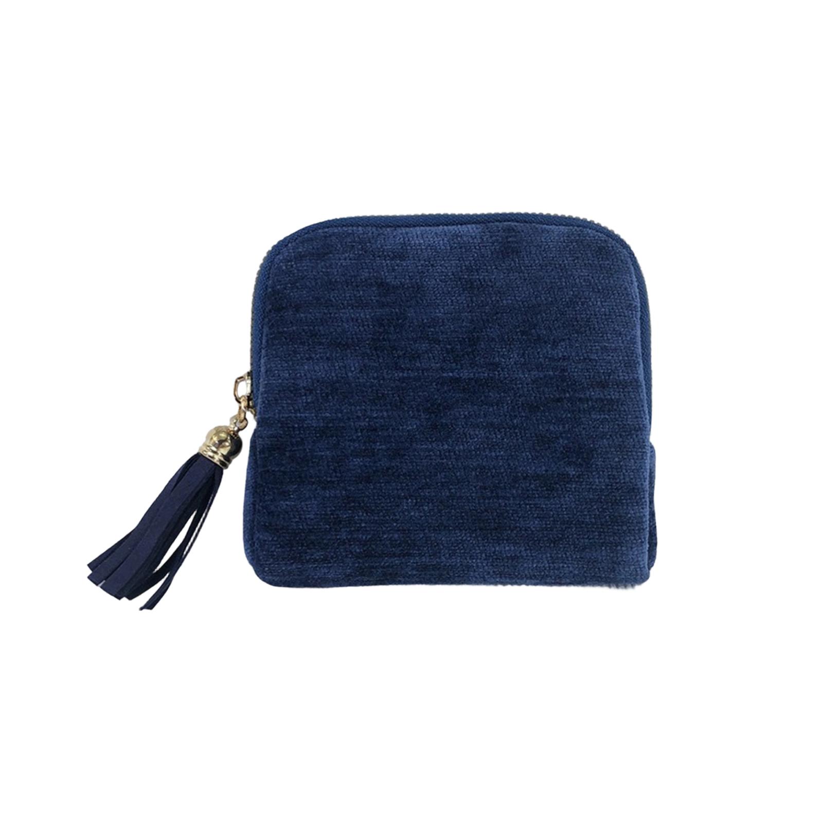 

Jewelry Storage Pouch Tassel Zipper Jewelry Bag Ring Pendant Bracelet Portable Jewelry Organizer One Size темно-синий