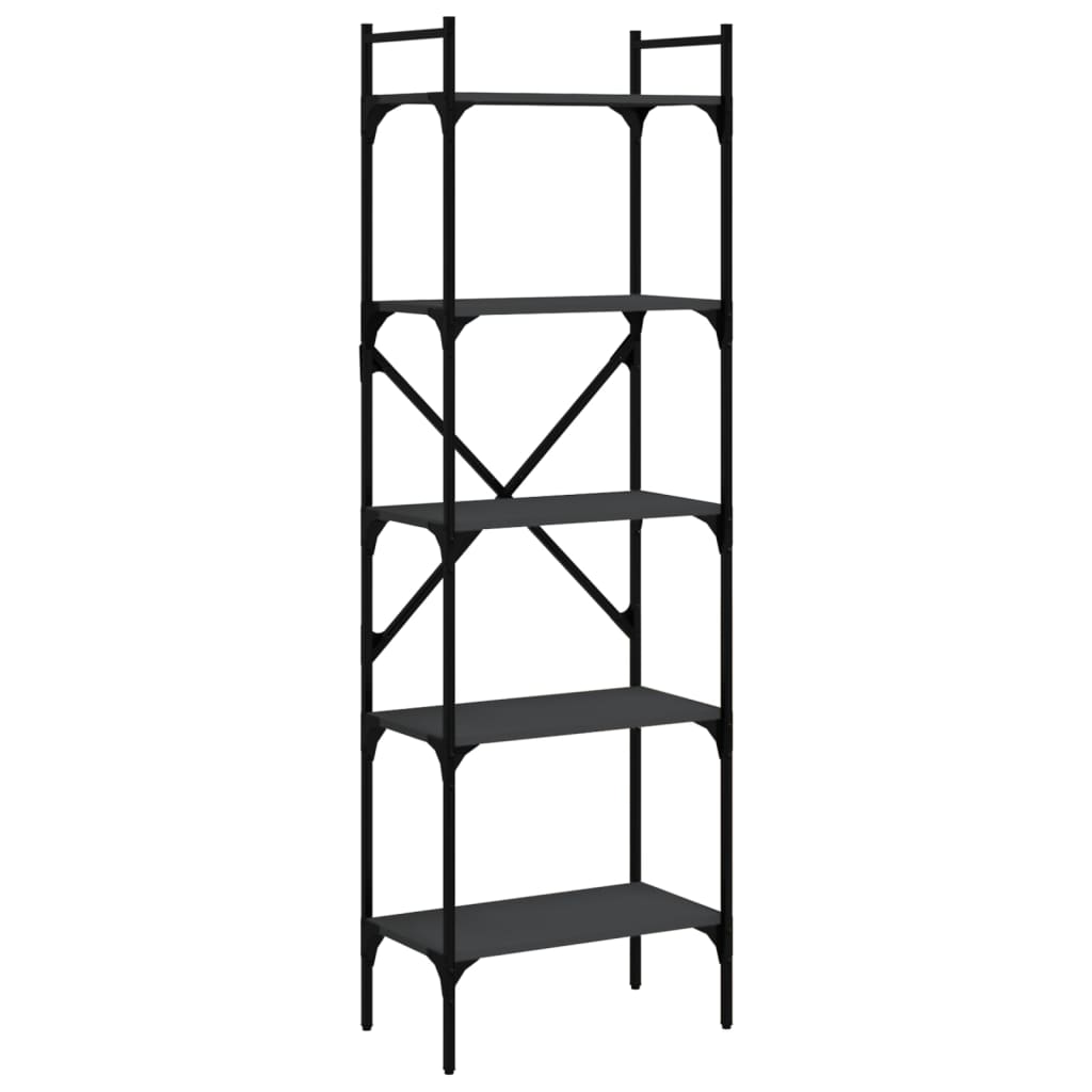 Bookshelf 5 Shelves Black 56 x 31.5 x 174 cm Particleboard
