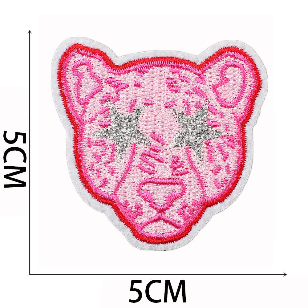 Pink Cheetah Embroidery Cloth Sticker Bag Decoration Rainbow Smiley Face Patch Sticker Butterfly Embroidery Label Mushroom Chapter Ironing