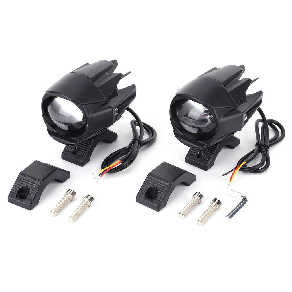 2Pcs LED Motorcycle Spot Light Waterproof Auxiliary Motorcycle Headlight with Mount Brackets Universal Fit for Motorcycles