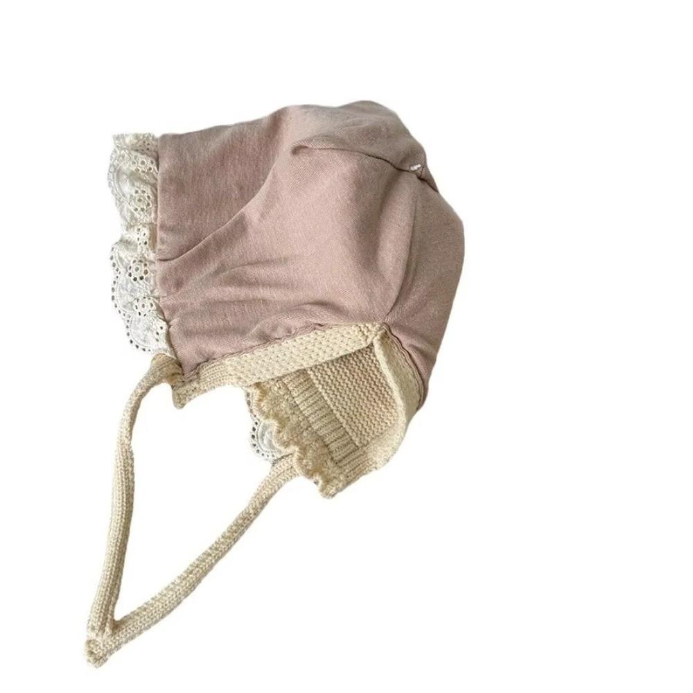 Ruffle Lace Ear Protection Cap Solid Color Knitted Wool Hat New Autumn Winter Cap Boys Girls