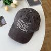 Korean-style Washed Letter Embroidered Baseball Cap for Women, American Retro Distressed Duckbill Cap, Summer Sun Hat for Men