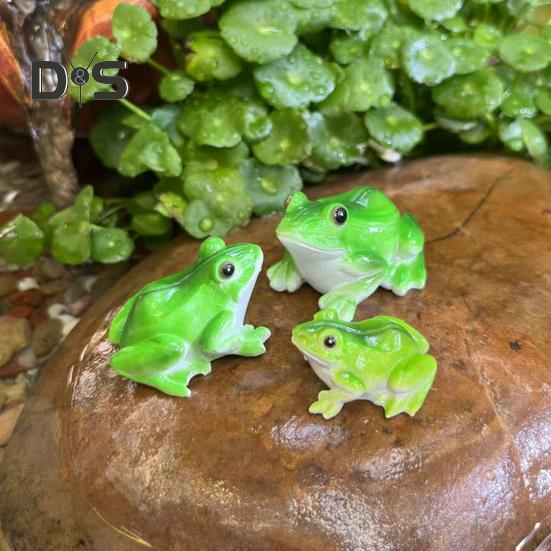 3 szt. Miniaturowe figurki żab, dekoracje roślin, realistycznie wyglądające, odporne na warunki atmosferyczne, urocze statuetki żab, dekoracja ogrodu