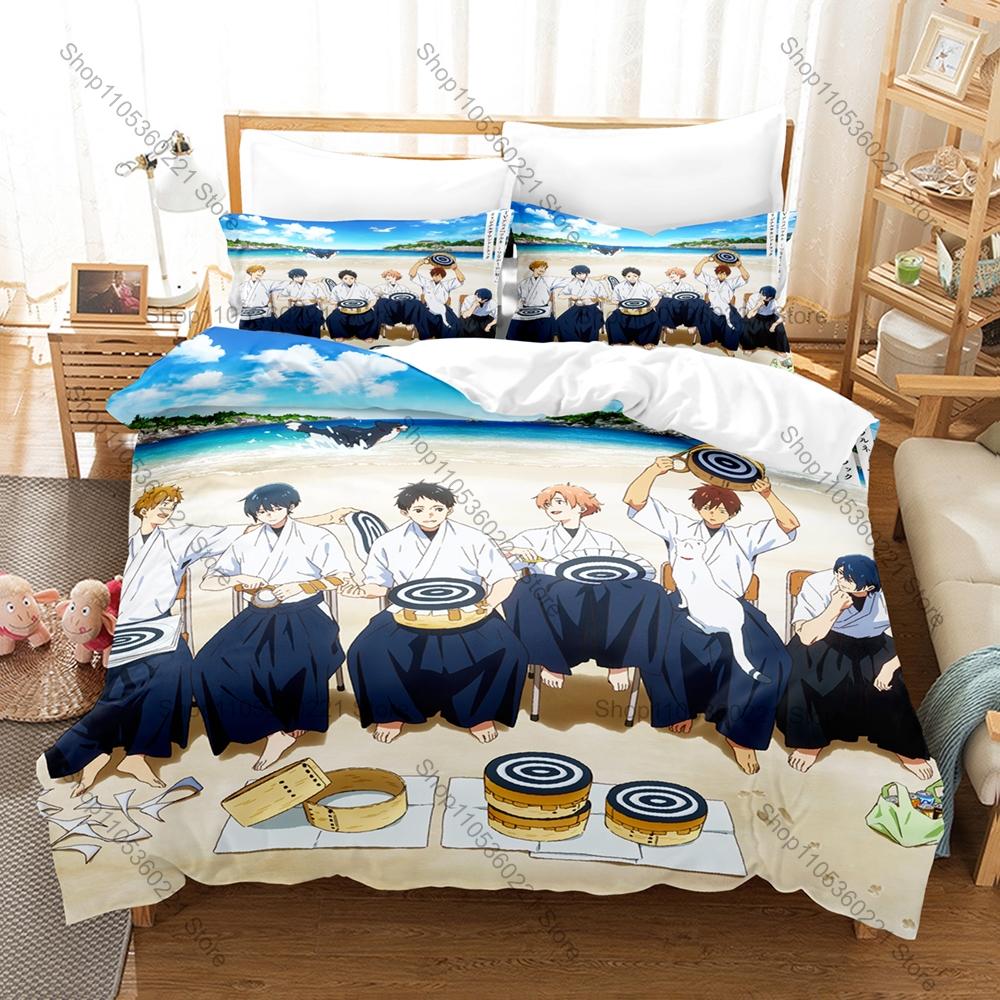 Tsurune The Linking Shot 3PCS Bedding Set Archery Anime Character Print Soft Microfiber Duvet Cover Pillowcase Bedroom Decor