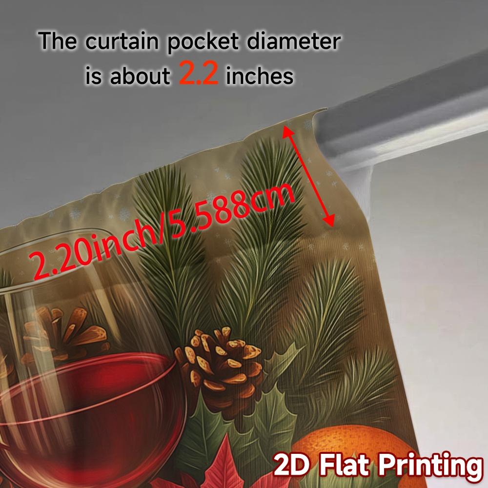 2pcs,Curtains Christmas Cozy Wine Pinecone Poinsettia Popular Creative Curtains Durable 100% Polyester Fabric Curtains Outdoor