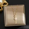 Elegant Korean Micro-Inlaid Titanium Necklace - Luxurious Women's Clavicle Chain, Non-Fading, Unique Minority Design.
