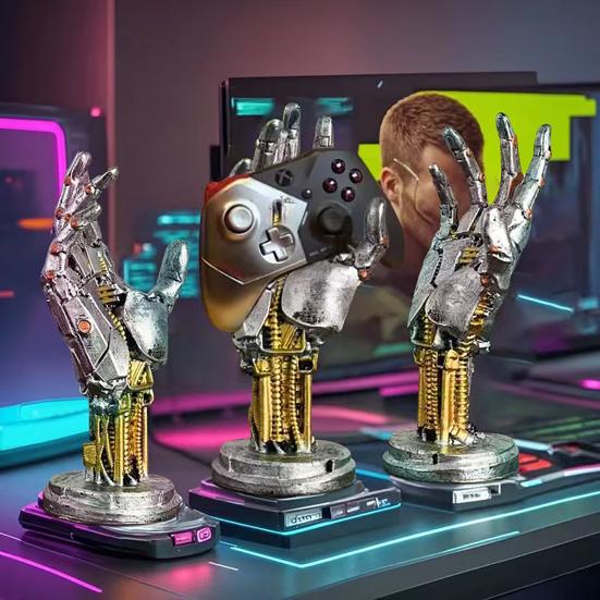Mechanical Hand Controller Holder Creative Robotic Design Hold Earphones Display Rack for Home Decoration