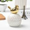 European Ceramic White Storage Jar Golden Animal Jewelry Box Household Round Candy Small Object Storage Jar Exquisite Decoration