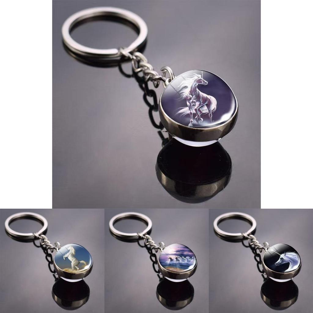 Unicorn Pattern Jewelry With Round Zinc Alloy Glass Charm For Gift And Daily Wear