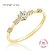 Monkton 14K Gold Plated 925 Silver Wedding Band for Women Thin Stacking Ring Half Cubic Zirconia Eternity Engagement Ring