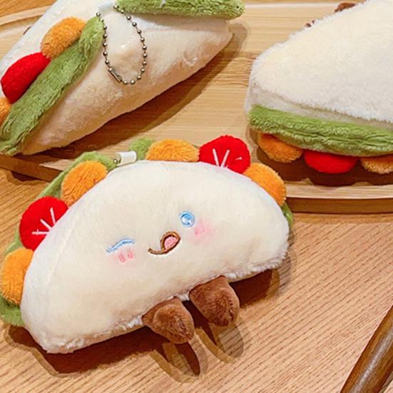 Schlüsselanhänger Anhänger Kompakte Größe Plüsch Taco Form Weiches Samt Verspielter Ausdruck Schlüsselanhänger Tasche Schlüssel Zubehör mit Perlenkettenverschluss
