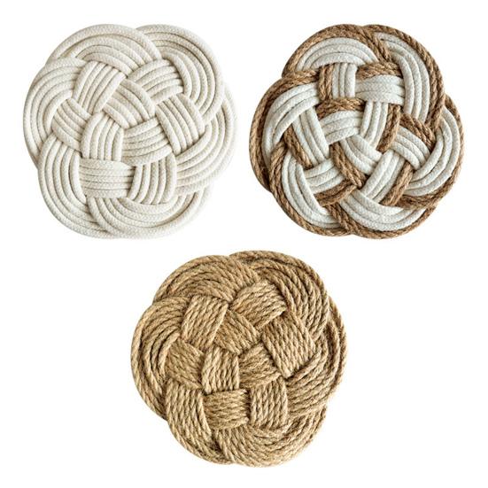 Heat Resistant Non-Slip Placemat for Dining Table Washable Woven Linen Straw Table Mat Heat Insulation Round Coaster Mat