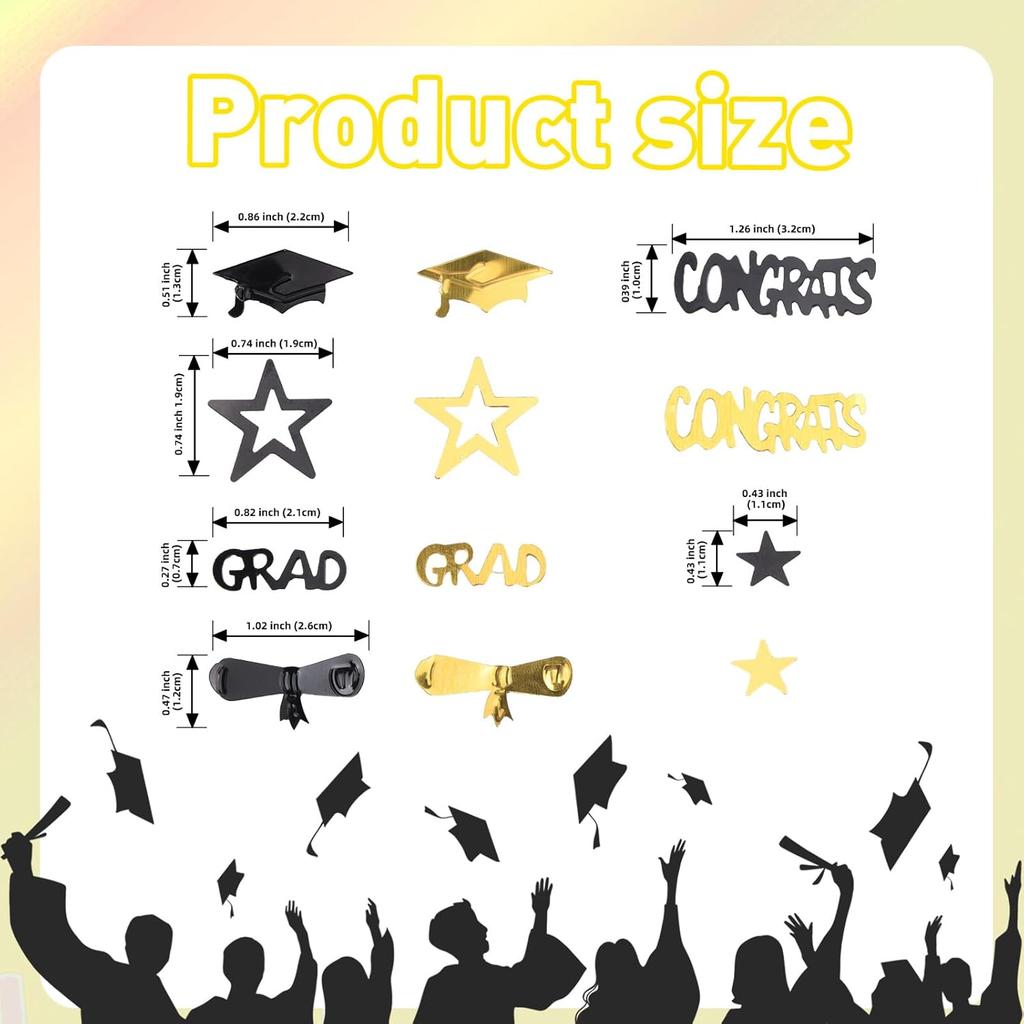 Gold and Black Graduation Confetti 2025, 1000 Pcs Grad Confetti Class of 2025 Party Table Centerpiece for 2025 Graduation Party Supplies