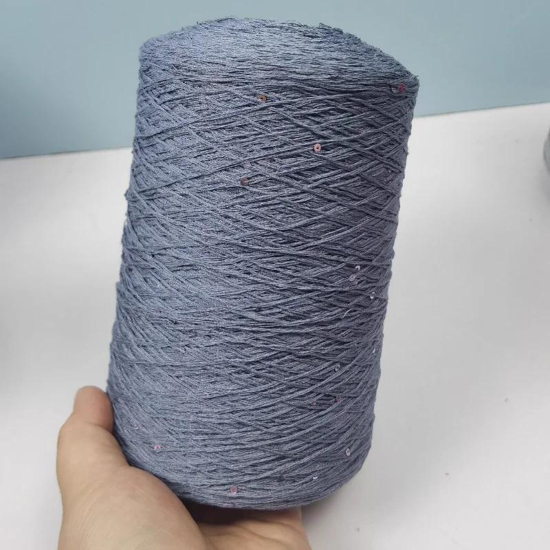 Number 6 Coarse Fine Crochet Thread Sequin Silk Linen Lace Thread with Pearl Beads DIY Scarf Sweater Knitting