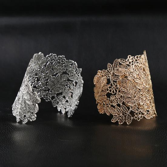 Women Simple Wide Opening Hollow Out Alloy Cuff Bangle Bracelet Fashion Jewelry