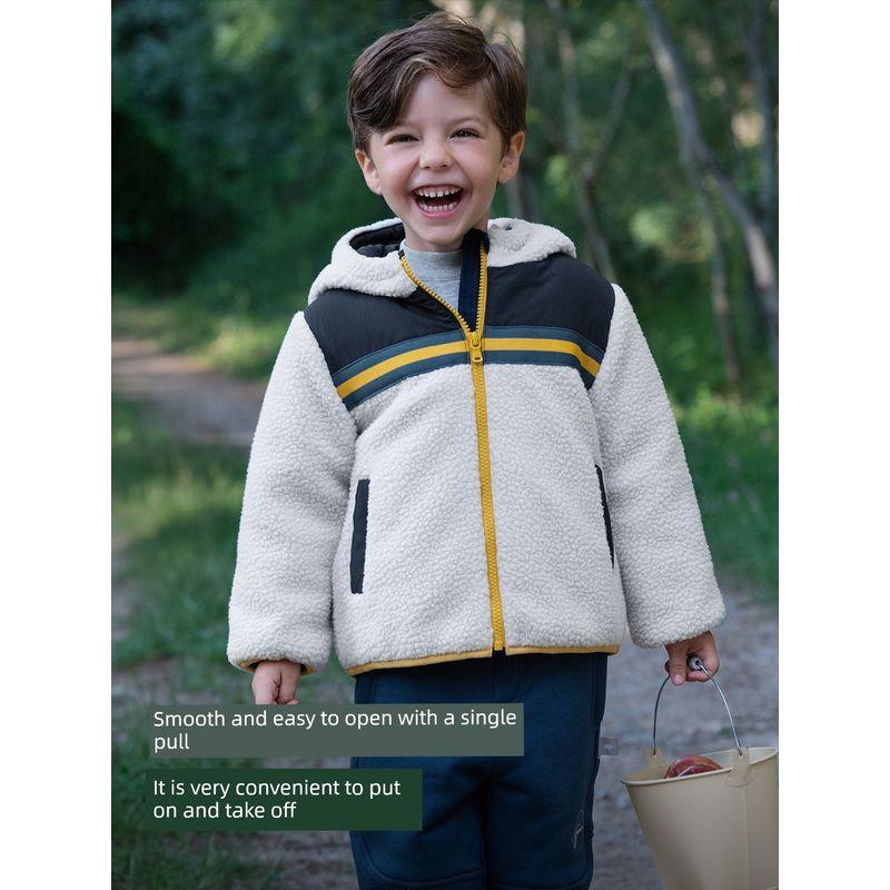 David Bella Kidsren's Plush Cotton Jacket 2026 Winter New Style Boys' Imitation Lamb Velvet Contrasting Color Thick Cotton Jacket