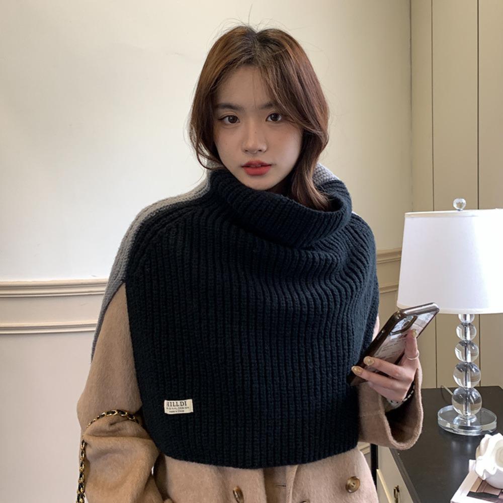 Collar Knitted Scarf Thicken High Neck Shawl Fashion Neck Warmer  Winter