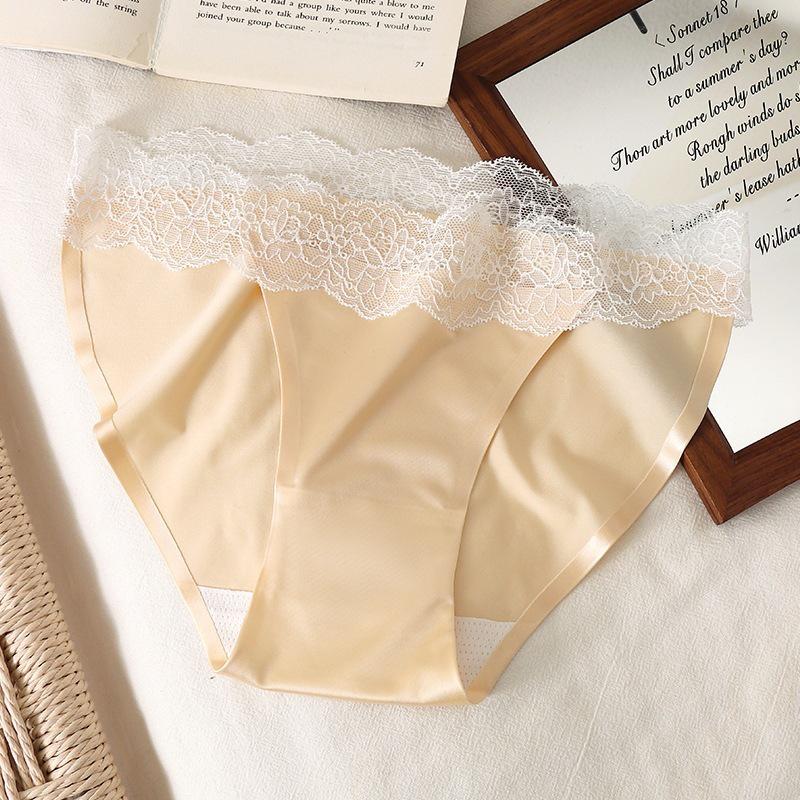 Women's Sexy Lace Trim Seamless Satin Panties - Pure Desire Style 2025