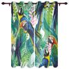 Tropical Jungle Parrot Green Plants Curtains for Bedroom Living Room Drapes Kitchen Children's Room Window Curtain Home Decor