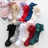 Infant Baby Girls Cute Bow Knee High Socks Cotton Baby Toddler Bowknot Solid Color Socks Kid Breathable Sock 0-2Y