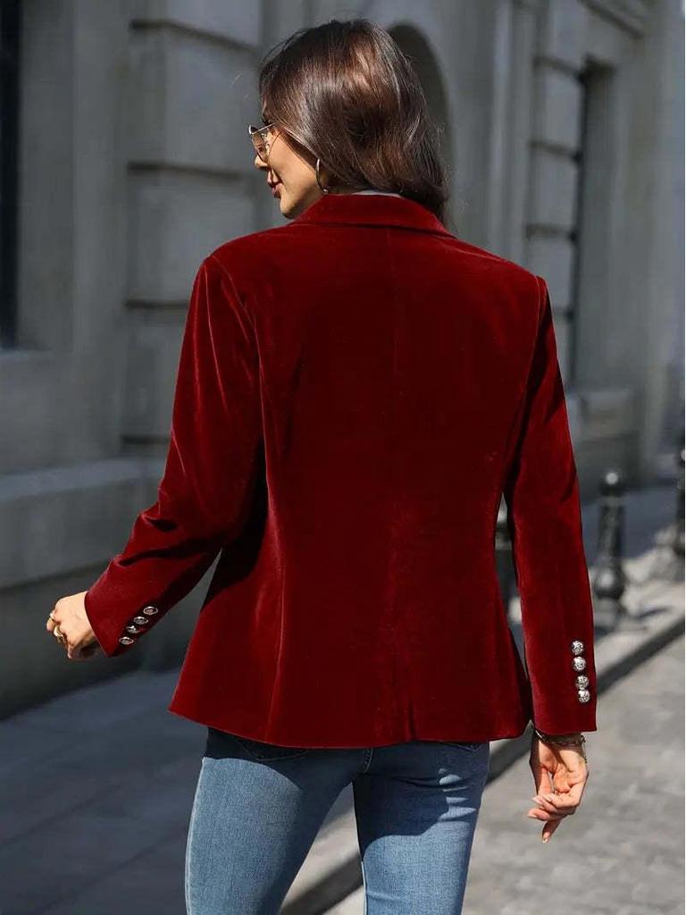 Elegant Women's Solid Color Suit Jacket - Fall/Winter 2025 Collection