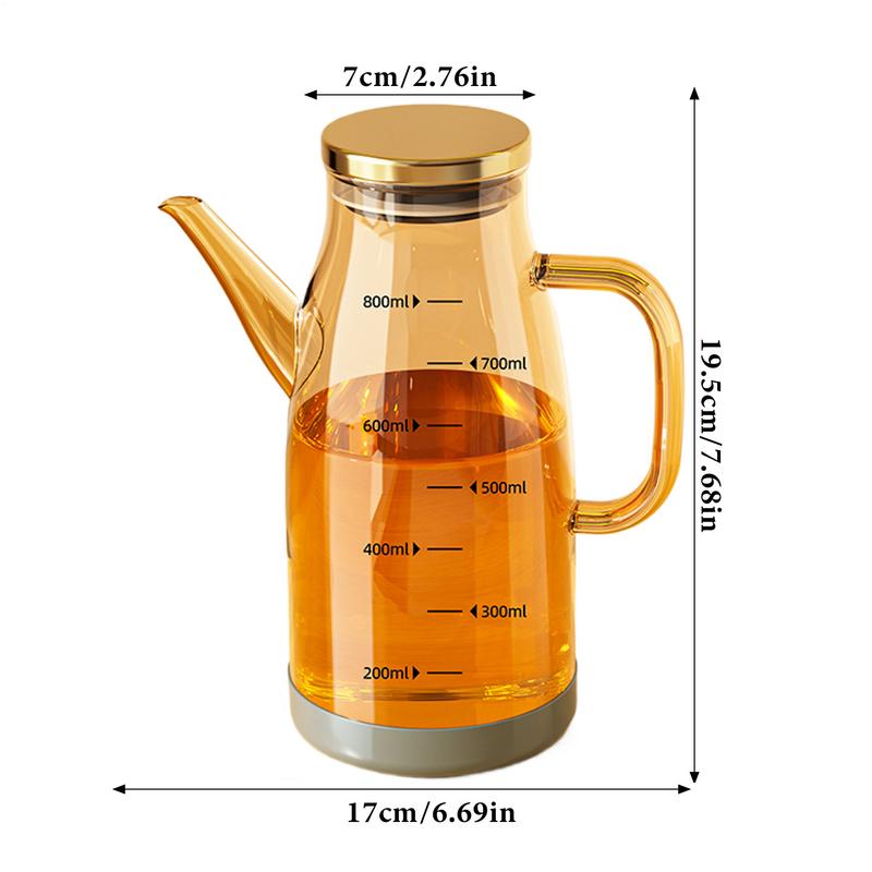 Oil Dispenser Bottle Glass Jug With Anti-Drip Spout Refillable Comdiment Dispense Kitchen Oil Pour Container For Salad Dressing