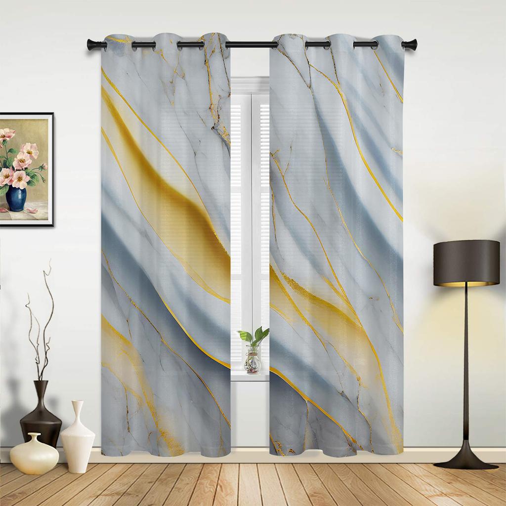 Marble Texture Aqua Curtains for Bedroom Living Room Drapes Kitchen Children's Room Window Curtain Modern Home Decor