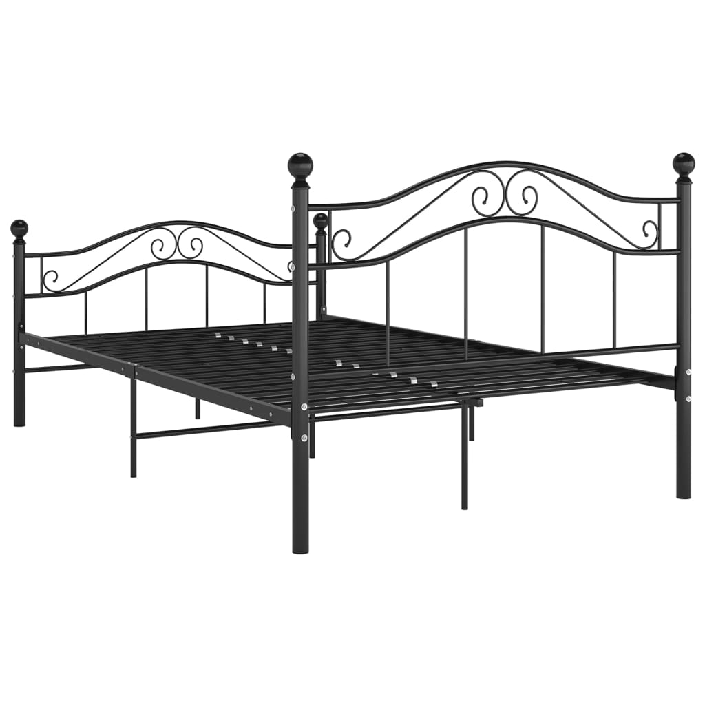 Vidaxl Bed Frame, Black, Metal, 120 X 200 Cm