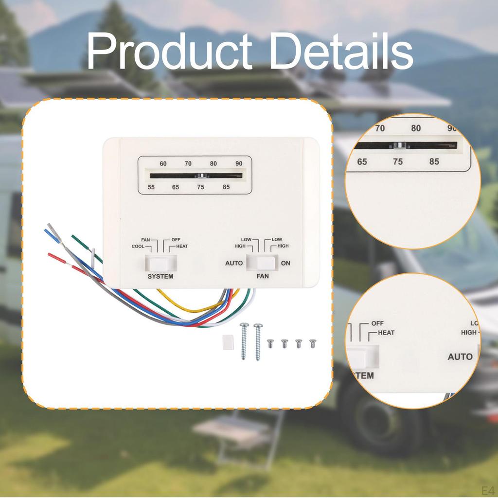 RV Thermostat Heat 6 Wire Temperature Regulation Air Conditioner Single Stage for